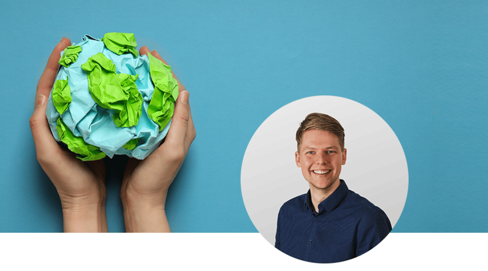 Wereldbol van papier en man