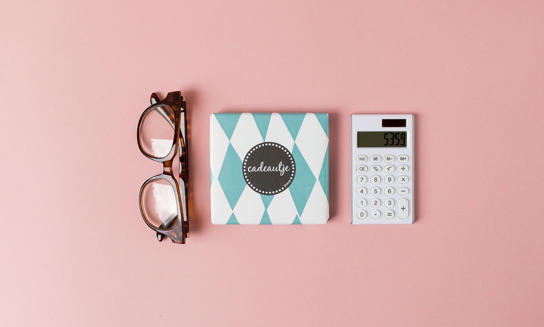 Bril, cadeau, rekenmachine