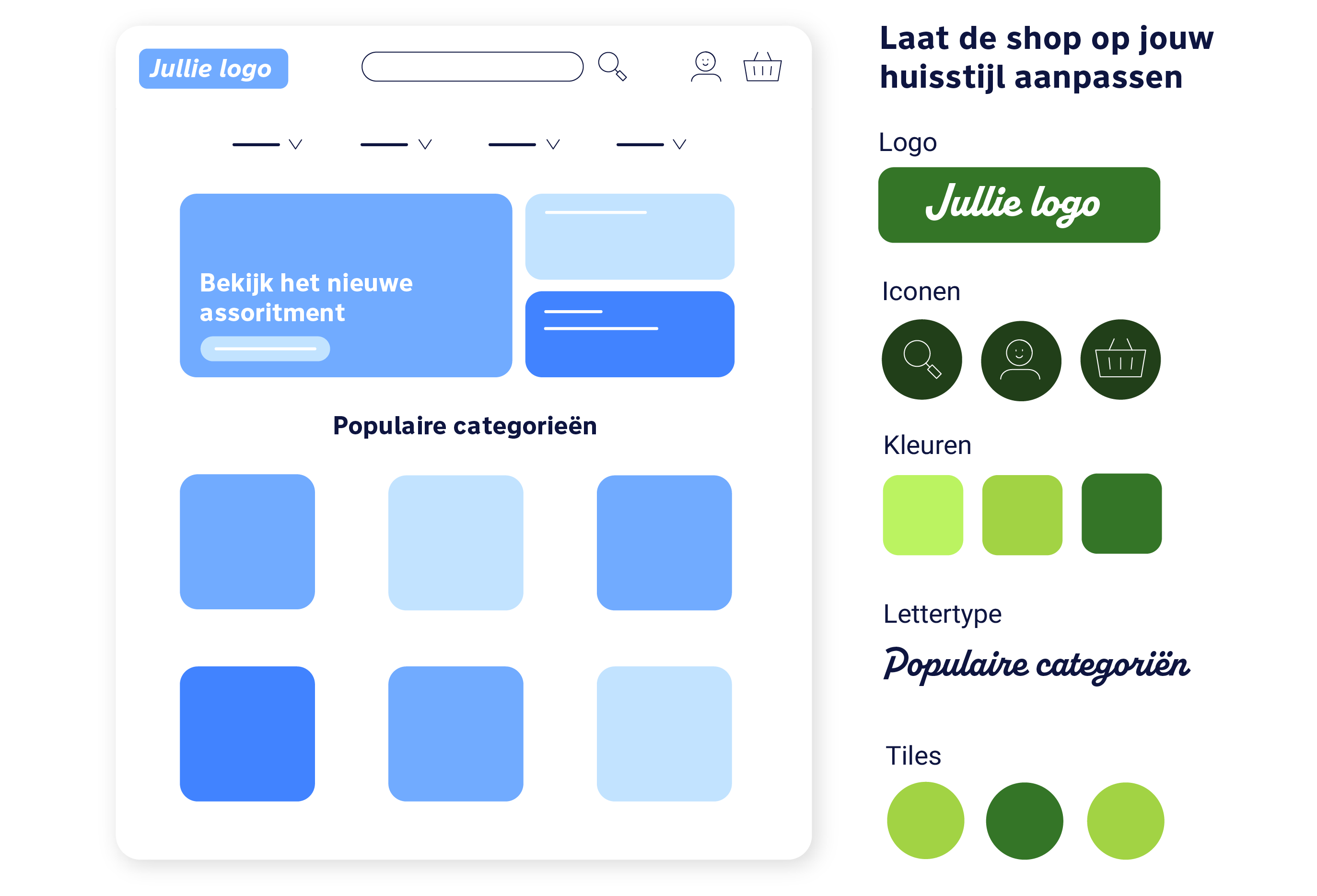 Afbleeding wat laat zien wat je allemaal kan persnaliseren en aanpassen in je eigen shop met maatwerk