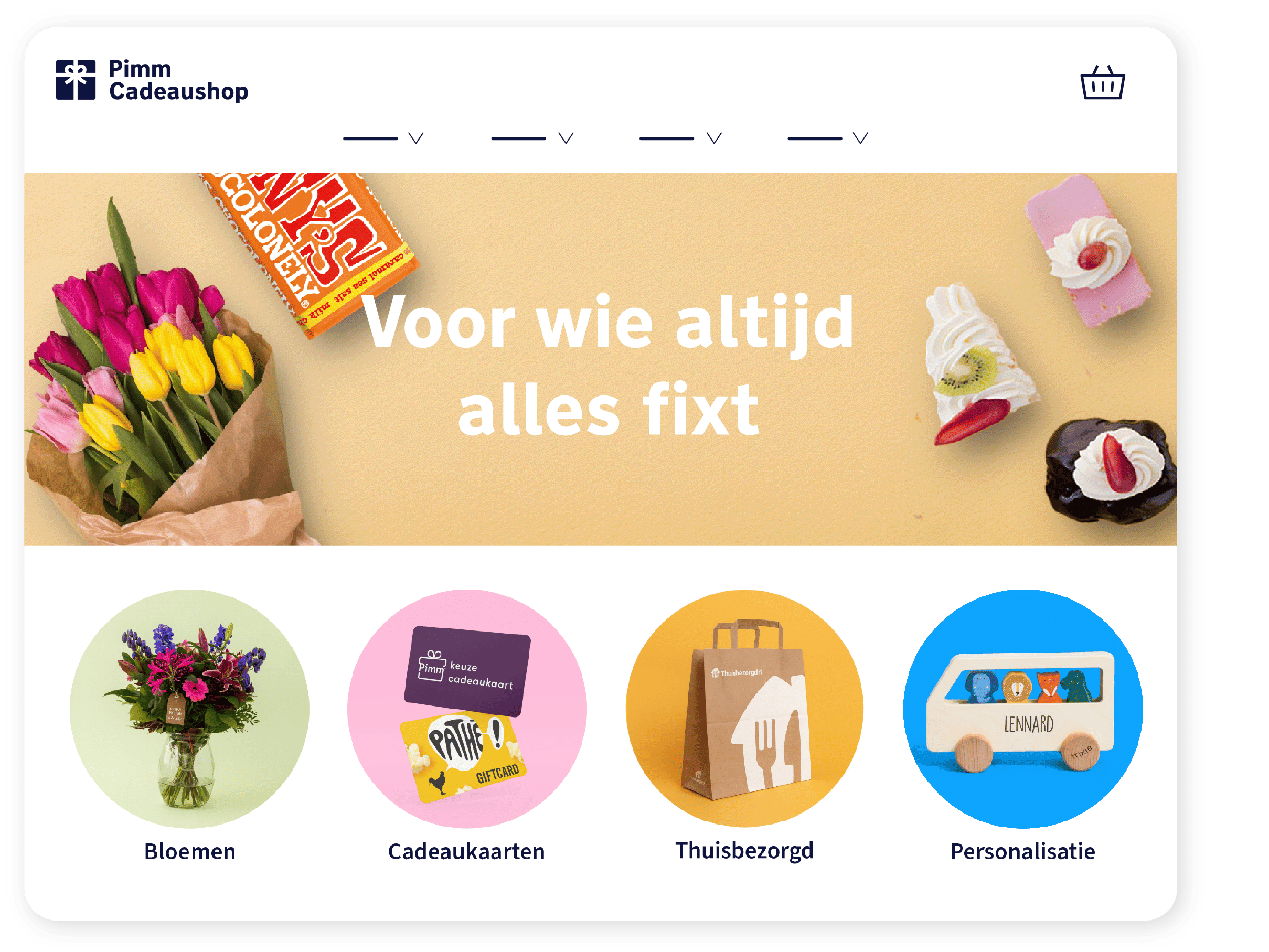 Afbeelding van pimmacadeaushop standraard pakket scherm